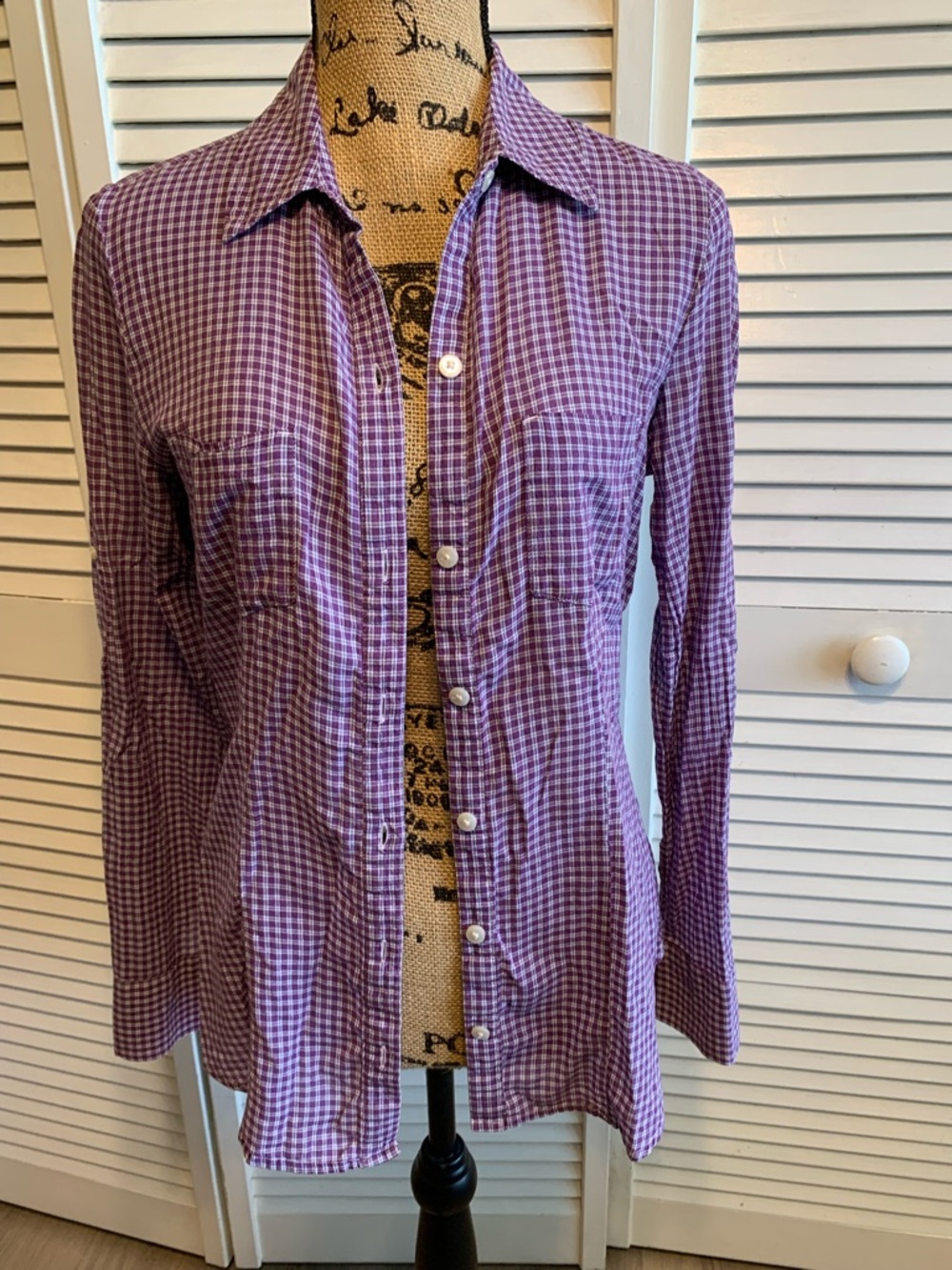Converse Purple Gingham Button-Down Shirt - Women's Long Sleeve